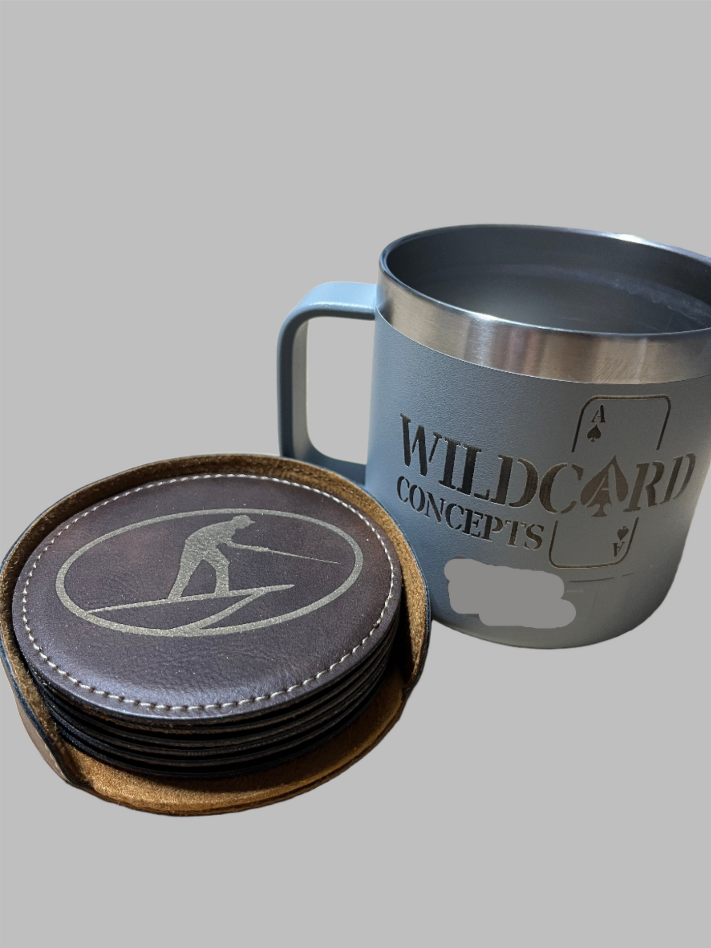 Lake O'riginal 4" Rustic/Gold Round Leatherette 6-Coaster Set